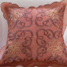 Cheap 18" Thai Silk Orange Handmade Embroidery Cushions Cover