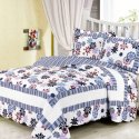 Cheap 3 Piece Queen Blue Hydrangea Quilts Sets