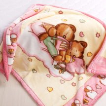 Cheap 43"×55" Raschel Sleeping Bears Baby Blankets
