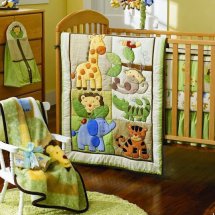 Cheap Applique Embroidery Veld Baby Bedding Sets,3-Pc