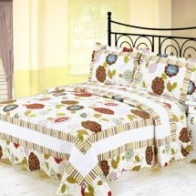 Cheap 3 Piece Queen Brown Hydrangea Quilts Sets