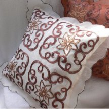 Cheap 18" Thai Silk White Handmade Embroidery Cushions Cover