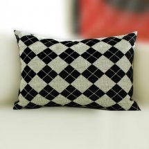 Cheap 12"×18" Flax White&Black Rhombus Cushions Cover