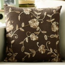 Cheap 17" Flax Coffee Embroidery Cushions Cover