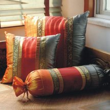 Cheap 22" Thai Silk Grey&Gold Stripe Cushions Cover