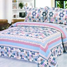 Cheap 3 Piece Queen Blue Floral Quilts Sets