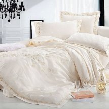 Cheap 4 Piece Full/Queen White Luxury Tencel Floral Duvet Cover Sets