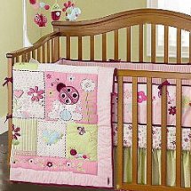 Cheap Applique Embroidery Ladybird Baby Bedding Sets,4-Pc