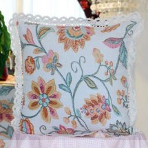 Cheap 17" Flax Floral Embroidery Cushions Cover