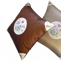 Cheap 18" Thai Silk Coffee Embroidery Flower Cushions Cover