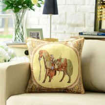 Cheap 18" Exquisite Cotton Satin Horses Cushions Cover