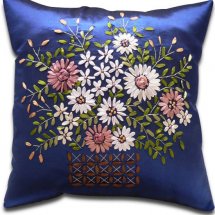 Cheap 18" Thai Silk Royal Embroidery Daisy Cushions Cover